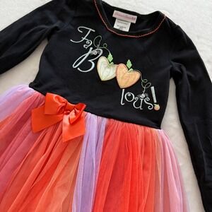 Bonnie Jean "FaBOOlous!" Pumpkin Tulle Dress 4T Halloween Party Dress Orange Blk